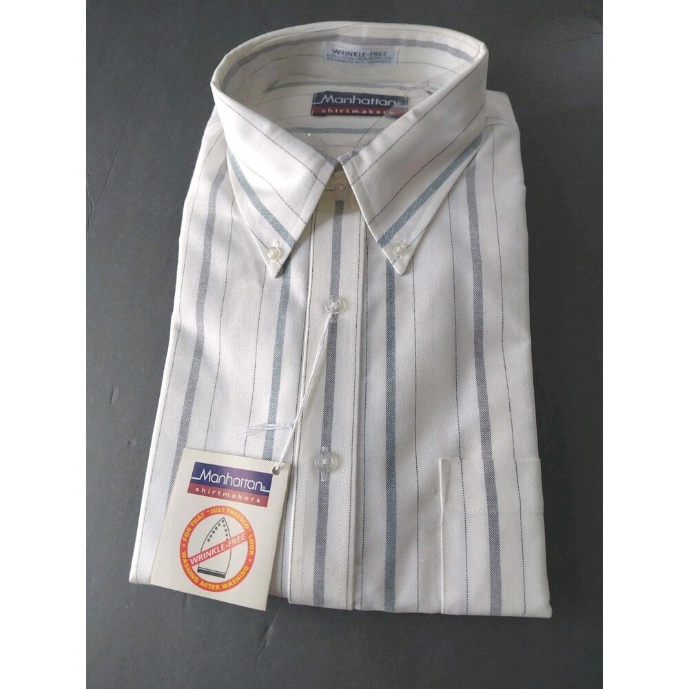 Manhattan Shirtmakers Wrinkle Free Long Sleeve Cotton Blend Men's Shirt 34/35